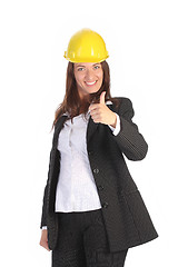 Image showing young businesswoman with helmet 