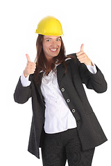 Image showing young businesswoman with helmet 