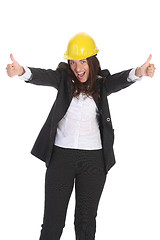 Image showing young businesswoman with helmet 