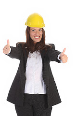 Image showing young businesswoman with helmet 