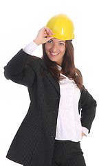 Image showing young businesswoman with helmet 