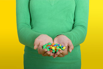 Image showing Woman with candys