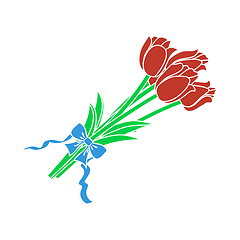 Image showing Tulips Bouquet Icon With Tied Bow