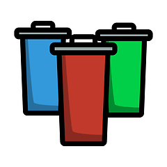 Image showing Garbage Containers With Separated Trash Icon