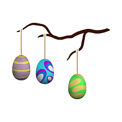 Image showing Easter Eggs Hanged On Tree Branch Icon