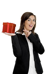 Image showing Happy woman with a gift