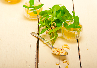 Image showing Arab traditional mint and pine nuts tea