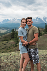 Image showing Romantic couple in the mountain