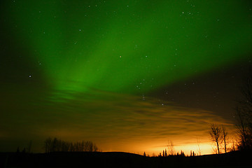 Image showing aurora vs city lights