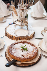 Image showing Apples pie with samovar