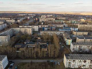 Image showing Aerial view of a Zarinsk town in summer landscape