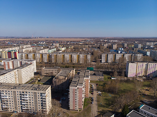 Image showing Aerial view of a Zarinsk town in summer landscape