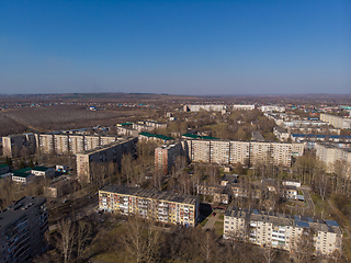 Image showing Aerial view of a Zarinsk town in summer landscape