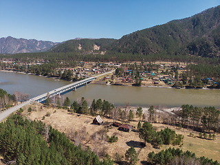 Image showing Aerial view of a road in summer landscape