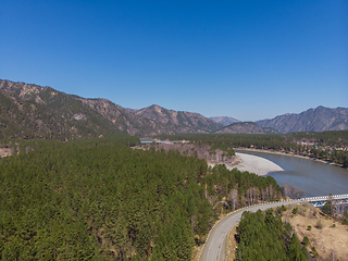 Image showing Aerial view of a road in summer landscape