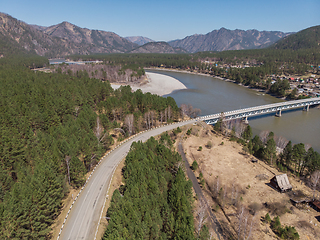 Image showing Aerial view of a road in summer landscape