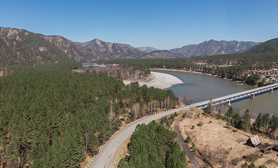 Image showing Aerial view of a road in summer landscape