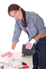 Image showing woman carpenter at work
