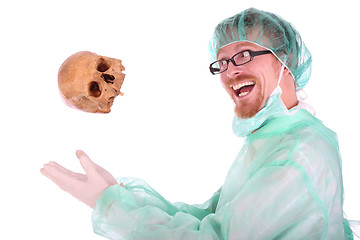 Image showing surgeon with skull