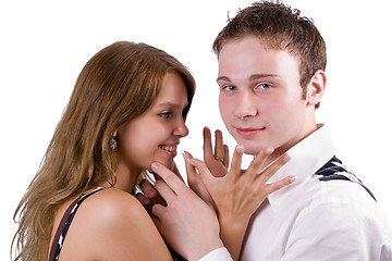 Image showing Young beauty couple. Isolated on white background 3