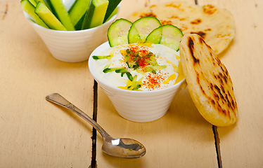 Image showing Arab middle east goat yogurt and cucumber salad