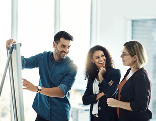 Image showing Board, business people collaboration and manager happy for company development, research plan or presentation. Teamwork, group cooperation or team leader, boss or CEO with startup strategy proposal