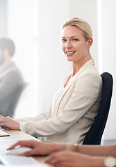 Image showing Happy, portrait and business woman, accountant and professional in company office. Face, entrepreneur and accounting, worker or auditor coworking, pride for career and success mindset in workplace.