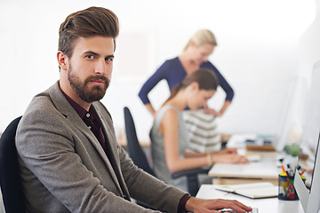 Image showing Serious, portrait and business man, accountant or auditor in company office. Face, entrepreneur and accounting professional with pride for career, corporate job and success mindset for coworking.