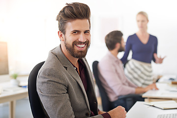 Image showing Happy, portrait and business man, auditor or accountant in company office. Face, entrepreneur and accounting professional with pride for career, corporate job or success mindset for coworking at work