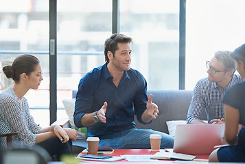 Image showing Planning, training and idea with business people in meeting for strategy, project management or creative. Entrepreneur, brainstorming and teamwork with employees in startup for design collaboration