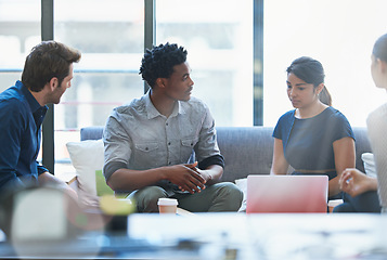 Image showing Planning, training and project management with business people in meeting for strategy, discussion or creative. Entrepreneur, brainstorming and teamwork with employees for designer and collaboration