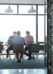 Image showing Meeting, brainstorming and team of business people in the office boardroom planning a project. Collaboration, professional and group of male employees in a creative discussion in the modern workplace