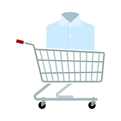 Image showing Shopping Cart With Clothes (Shirt) Icon