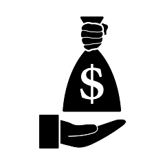 Image showing Hand Holding The Money Bag Icon