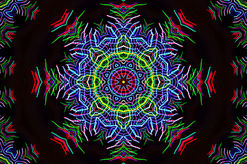 Image showing Abstract luminous pattern shape from colorful lines