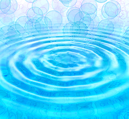 Image showing Blue abstract background with water ripples and bubbles