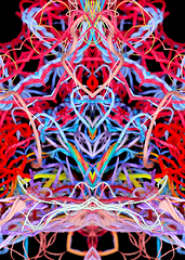 Image showing Abstract pattern of colorful threads with 3D effect