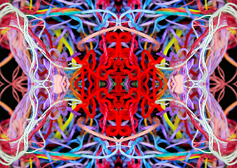 Image showing Abstract pattern of colorful threads with 3D effect