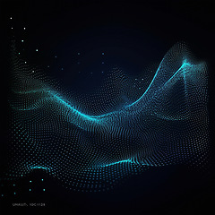 Image showing Data, internet and futuristic background wave, with blue connection, abstract and technology illustration for big data, AI or a network or stream of communication, science or music. Blockchain, cloud