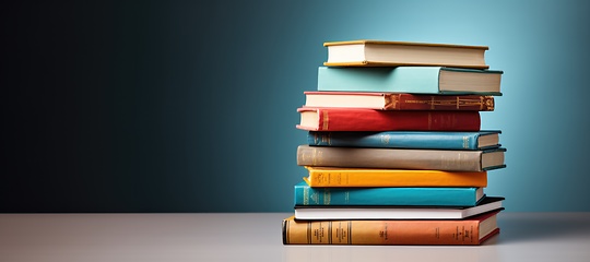 Image showing Different books are stacked on table