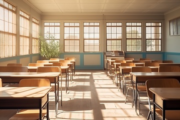 Image showing Empty big classroom at school