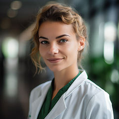 Image showing Professional nurse, doctor or hospital physician, with a natural portrait style. Woman or female with arms crossed for healthcare, medical wellness and a happy, confident and proud real smile