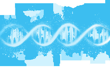 Image showing DNA structure, genetic code and science with neon blue isolated on png or transparent background. Evolution, helix and molecular with genome cell, RNA with gene and link with scientific and abstract