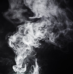 Image showing White, smoke with fog and misty isolated on png or transparent background with gas design and mist. Vapor, smoky and incense burning with steam, smog and cloudy, spray or powder with texture