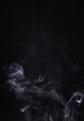 Image showing Smoke fog, transparent background and png backdrop with abstract pollution swirl with no people. Smog, art and steam pattern in the air with isolated, smoking and incense creativity with motion