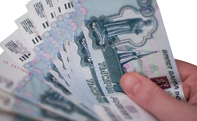 Image showing hand with rubles