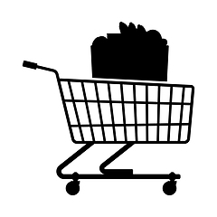 Image showing Shopping Cart With Bag Of Food Icon