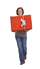 Image showing Woman with a red gift box