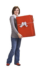 Image showing Woman with a red gift box