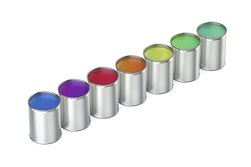 Image showing Paint cans with different colors